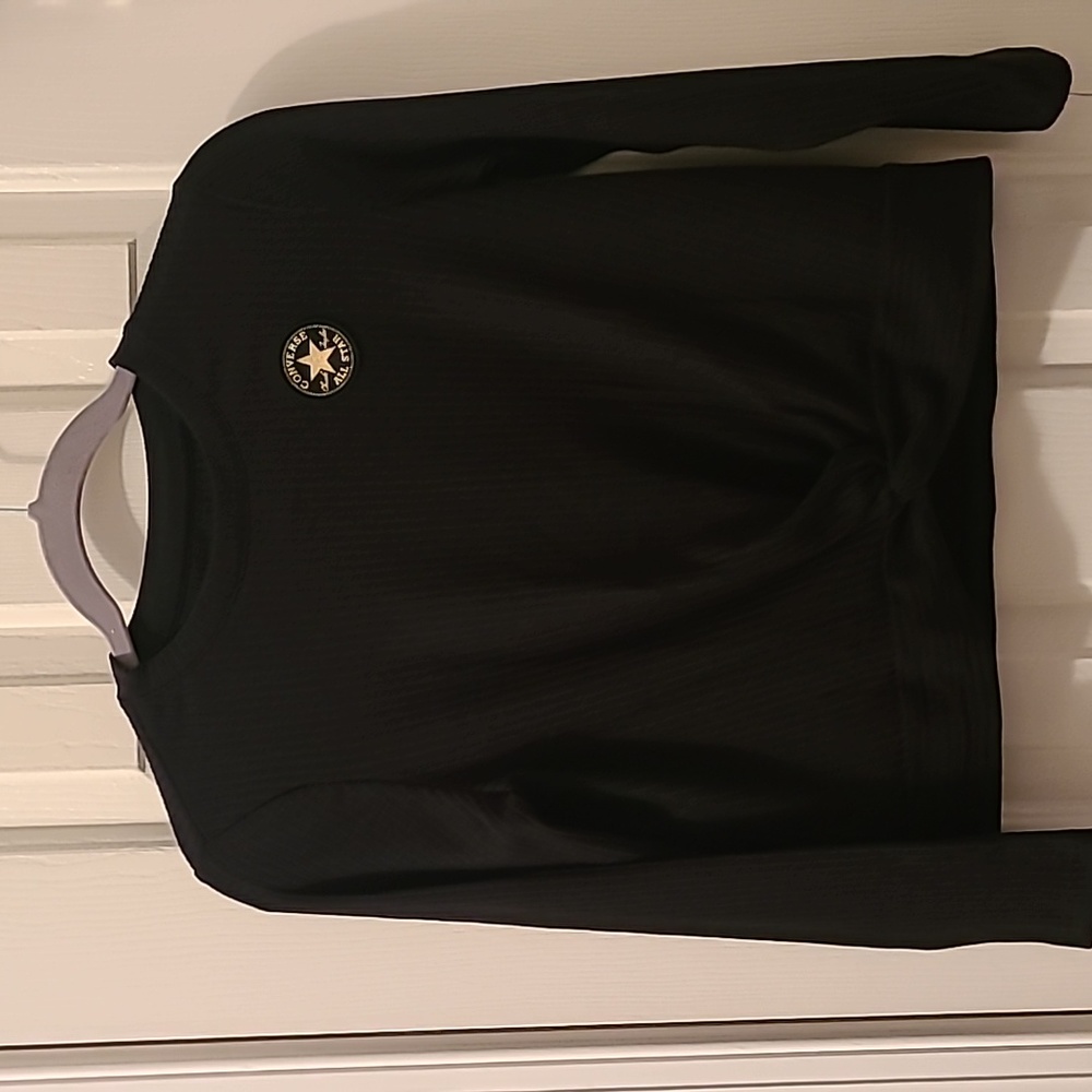 CONVERSE BRAND GIRL'S BLACK LONG SLEEVES RIBBED TOP SIZE MEDIUM
